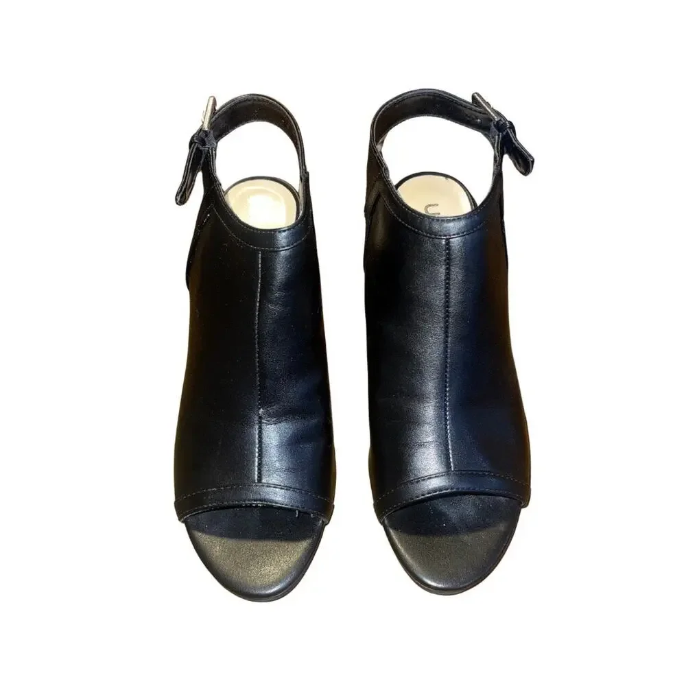 UNISA Open Toe Heel Shoes Shootie Size 9 Chunky Heel Western Peeptoe